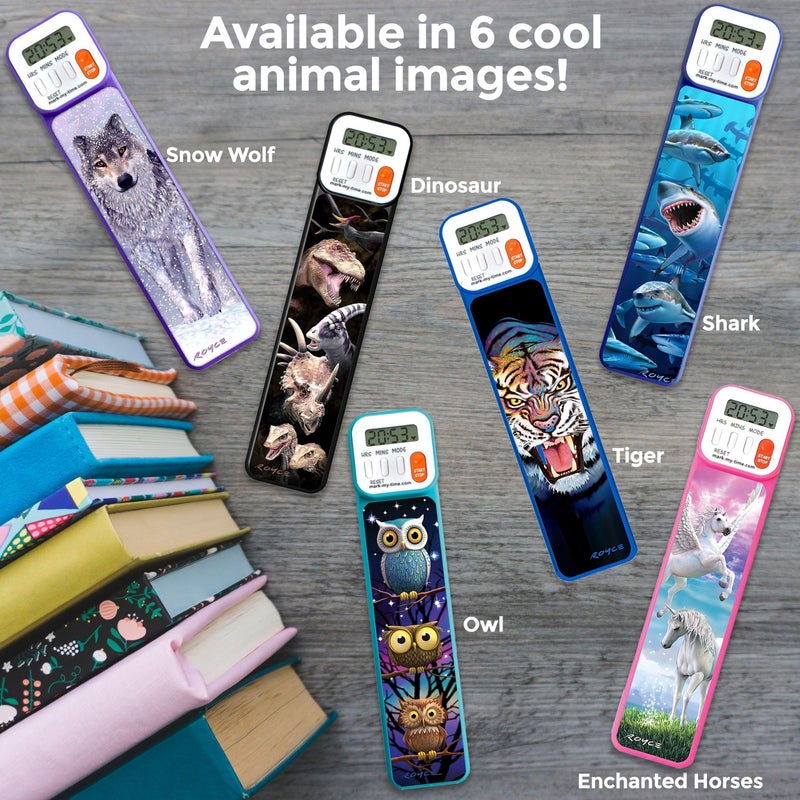 Mark-My-Time - Digital Bookmark - Mark My Time Reading Timer and Bookmark for Kids, Cool Bookmarks and Reading Incentives, Christmas Gift & Stocking Stuffer for Book Lovers - 3D Shark - Image 5